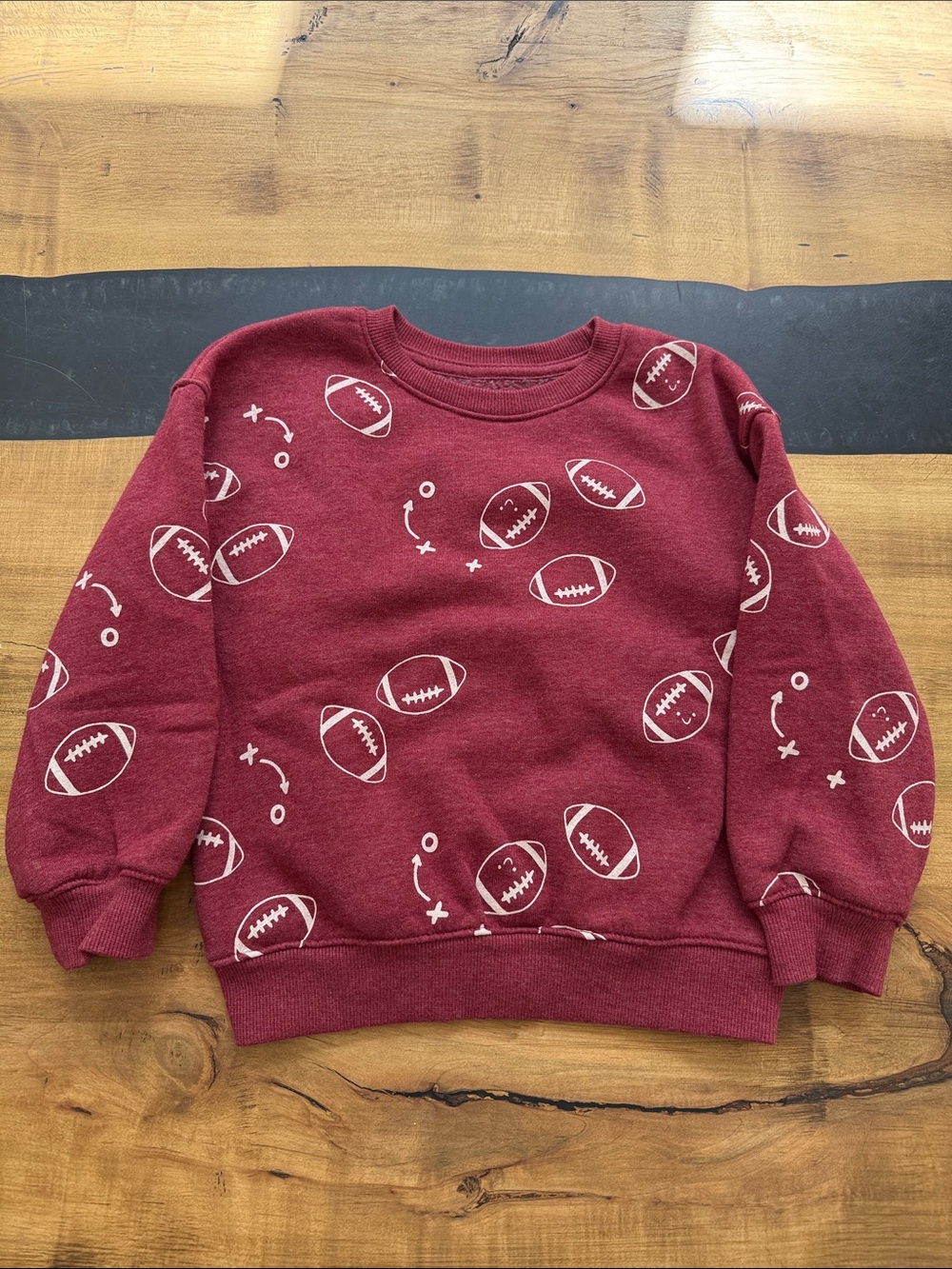 Cat & Jack Maroon Crewneck Sweatshirt with White Football Print